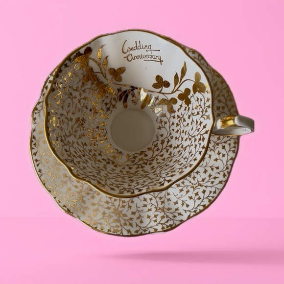 ⭐️HP⭐️Vintage Queen Anne Bone China and Wedding Anniversary Teacup and Saucer - Picture 7 of 9